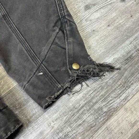 Carhartt Detroit Jacket Blanket Lined Mens 40 Med JB105 Black Faded Distressed - Picture 6 of 9